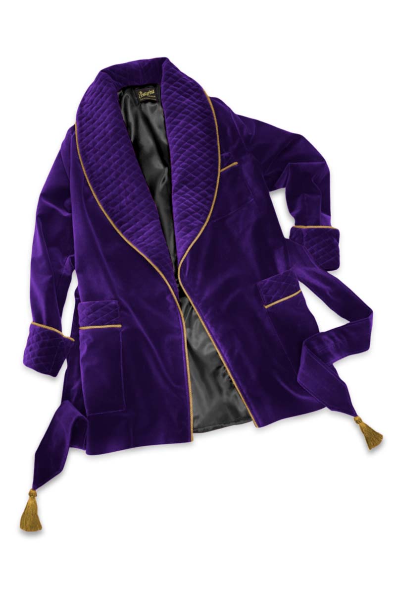01purple-velvet-robe-men Men's Smoking Jacket Purple Velvet - Image 3