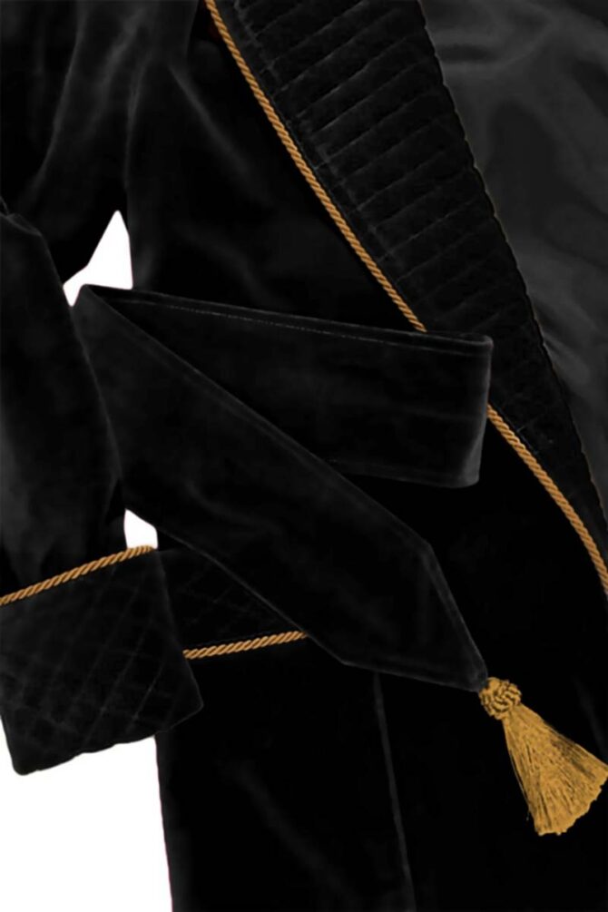 Men's Smoking Jacket Black Gold Velvet - Image 4
