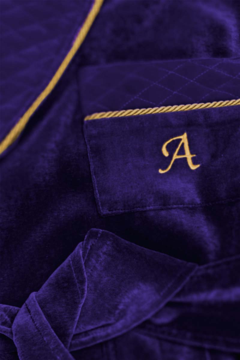 03purple-velvet-robe-men Men's Smoking Jacket Purple Velvet - Image 5