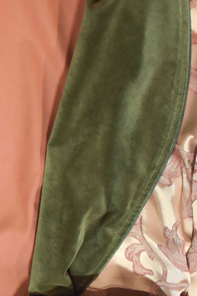 Men's Dressing Gown Antique Gold Olive Green Velvet Jacquard - Image 6