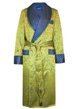 mens dressing gown chartreuse dark blue robe quilted, Dressing Gowns and Pajamas by Baturina Homewear