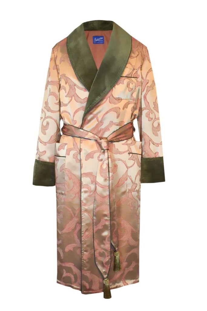 mens dressing gown gold burgundy jacquard robe olive, Dressing Gowns and Pajamas by Baturina Homewear
