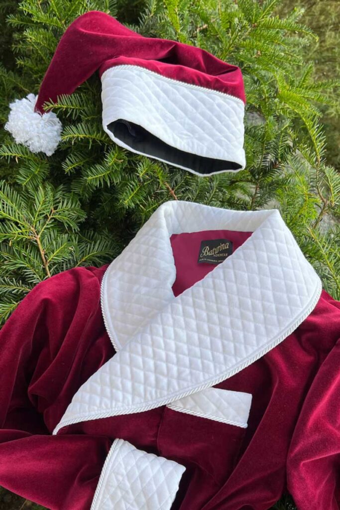 3santa claus smoking jacket velvet robe men, Dressing Gowns and Pajamas by Baturina Homewear