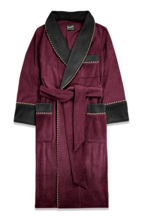 01burgundy black fleece dressing gown robe extra warm, Dressing Gowns and Pajamas by Baturina Homewear