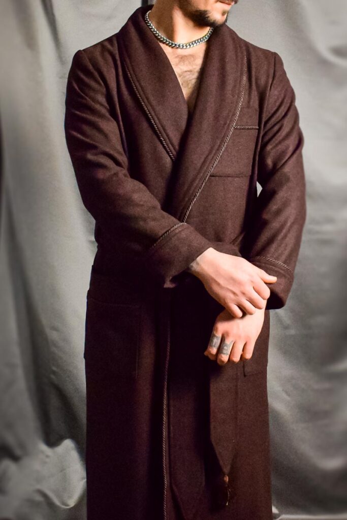02brown wool robe model, Dressing Gowns and Pajamas by Baturina Homewear