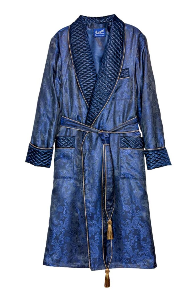 navy paisley dressing gown quilted, Dressing Gowns and Pajamas by Baturina Homewear