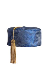 smoking cap navy paisley, Dressing Gowns and Pajamas by Baturina Homewear