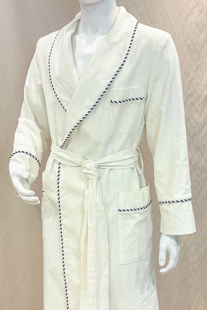 09cream white linen1 summer robes, Dressing Gowns and Pajamas by Baturina Homewear
