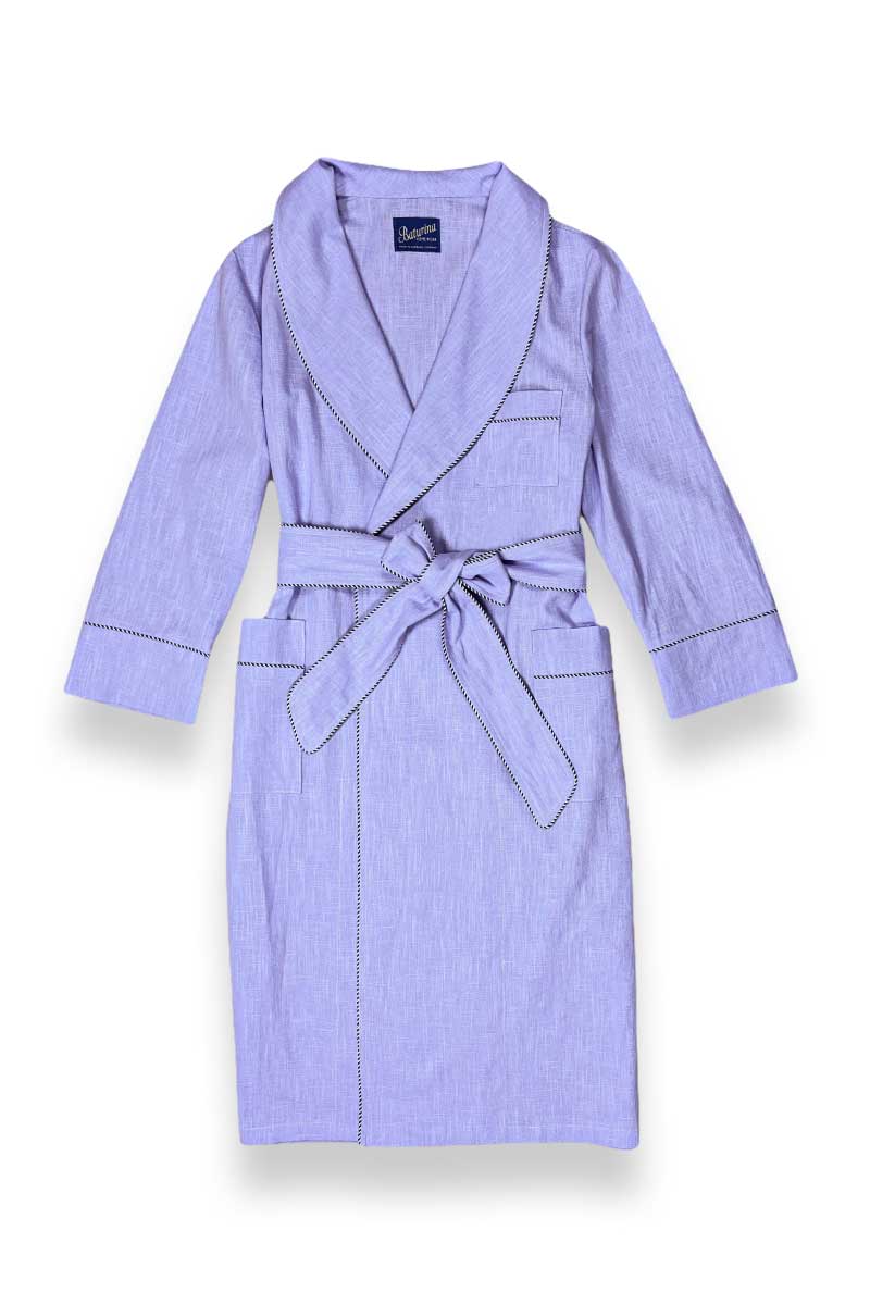 1lilac-linen-dressing-gown-robe Women's Robe Lilac Linen - Image 1