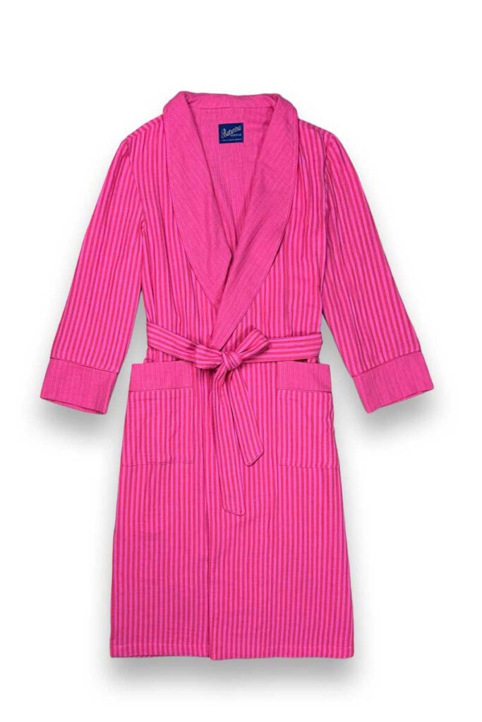 1pink cotton robe striped dressing gown, Dressing Gowns and Pajamas by Baturina Homewear