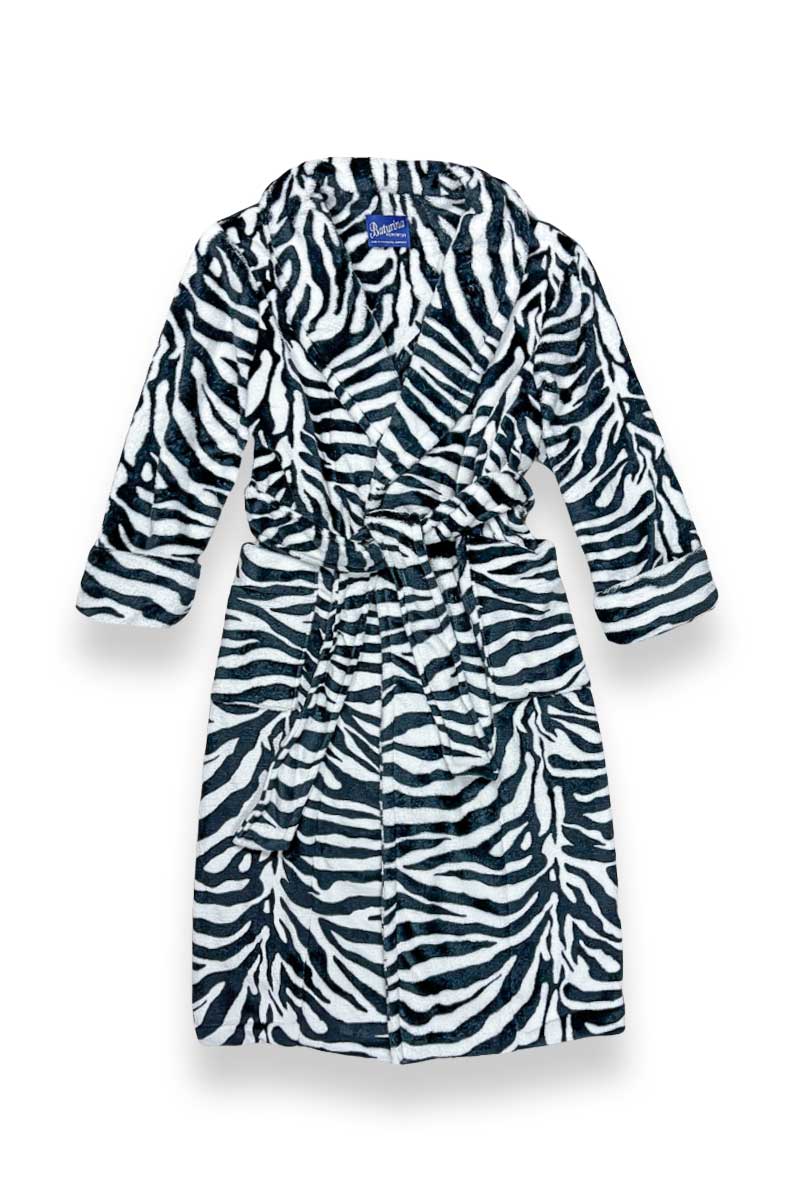 1zebra-fleece-robe-dressing-gown Women's Robe Zebra Animal Print Fleece - Image 1