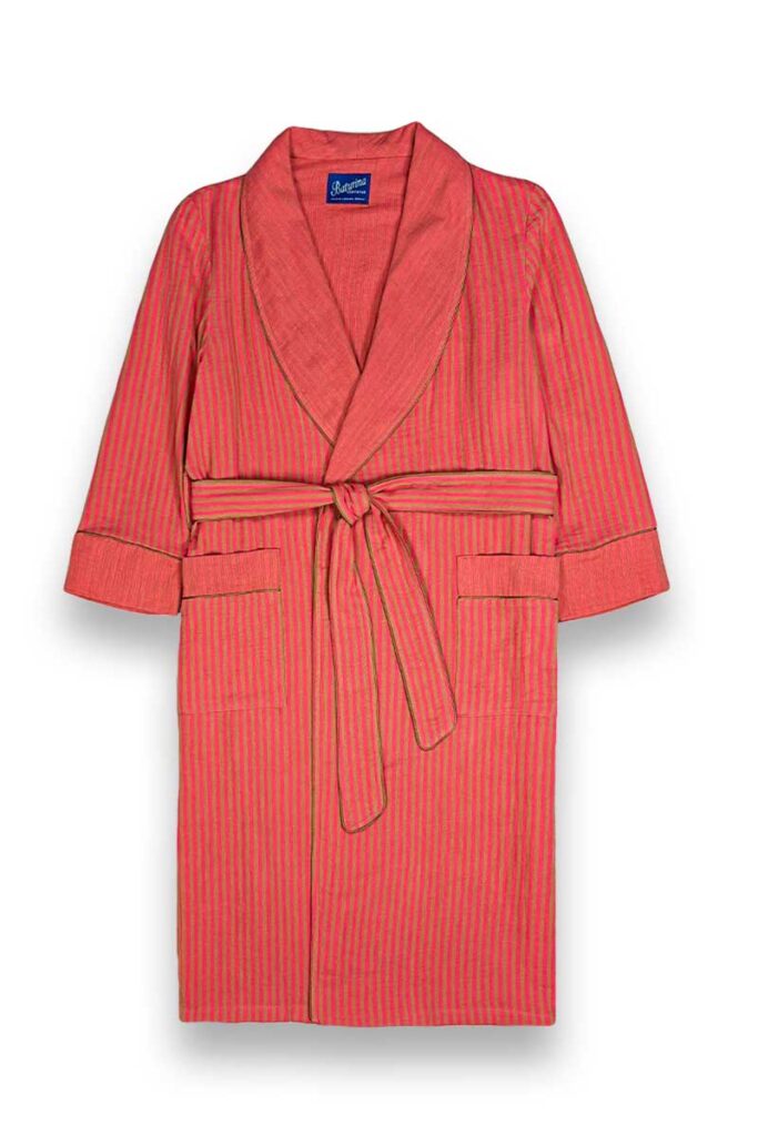 3cotton robe red ochre dressing gown, Dressing Gowns and Pajamas by Baturina Homewear