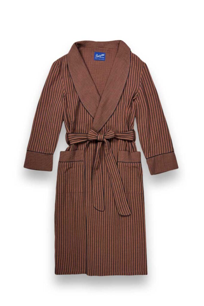 7Camel brown cotton robe striped dressing, Dressing Gowns and Pajamas by Baturina Homewear