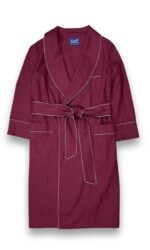 Burgundy linen robe classic dressing gown, Dressing Gowns and Pajamas by Baturina Homewear