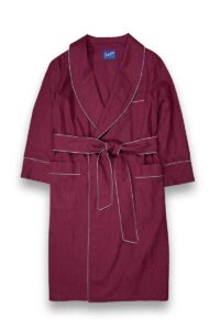 Burgundy linen robe classic dressing gown, Dressing Gowns and Pajamas by Baturina Homewear