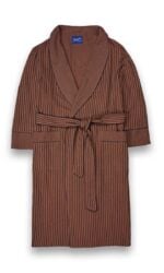 Camel brown cotton robe striped dressing. gown, Dressing Gowns and Pajamas by Baturina Homewear