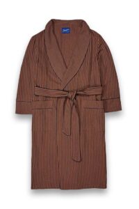 Camel brown cotton robe striped dressing. gown, Dressing Gowns and Pajamas by Baturina Homewear