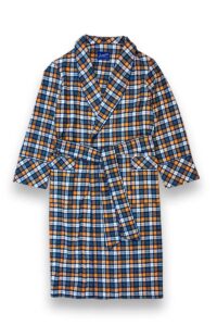 blue flannel cotton dressing gown, Dressing Gowns and Pajamas by Baturina Homewear