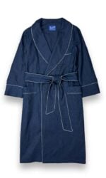 navy blue linen dressing gown men robe, Dressing Gowns and Pajamas by Baturina Homewear