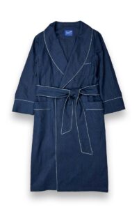 navy blue linen dressing gown men robe, Dressing Gowns and Pajamas by Baturina Homewear