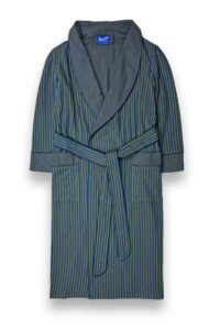 navy olive striped robe cotton, Dressing Gowns and Pajamas by Baturina Homewear