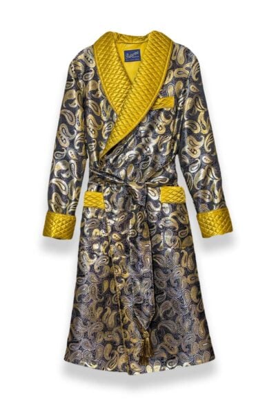 01gold paisley brocade dressing gown robe, Dressing Gowns and Pajamas by Baturina Homewear
