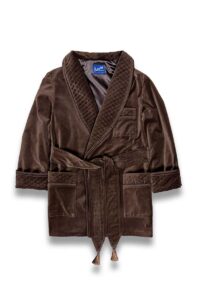 2dark brown velvet smoking jacket robe, Dressing Gowns and Pajamas by Baturina Homewear