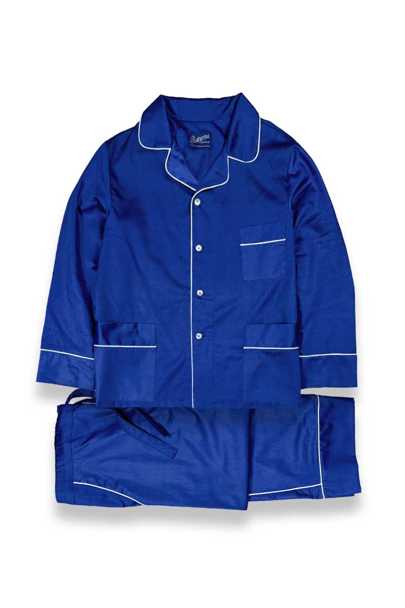 royal-blue-cotton-pajamas-set Men's Pajamas Set Royal Blue Cotton - Image 1