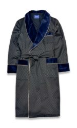 1black cotton navy velvet robe dressing gown, Dressing Gowns and Pajamas by Baturina Homewear