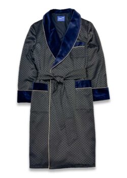 1black cotton navy velvet robe dressing gown, Dressing Gowns and Pajamas by Baturina Homewear