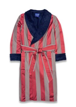 striped bathrobe red navy cotton terry dressing gown, Dressing Gowns and Pajamas by Baturina Homewear