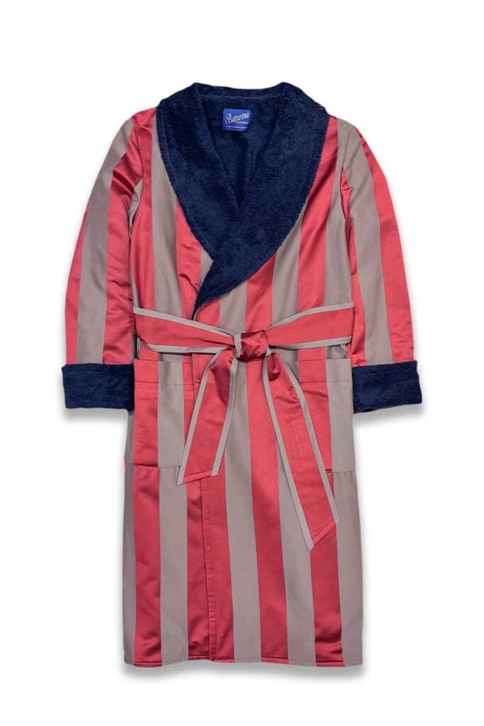 striped bathrobe red navy cotton terry dressing gown, Dressing Gowns and Pajamas by Baturina Homewear
