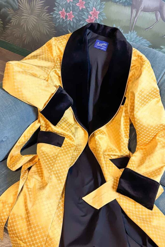 01gold yellow black dressing gown robe cotton, Dressing Gowns and Pajamas by Baturina Homewear