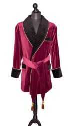 1burgundy velvet smoking jacket robe, Dressing Gowns and Pajamas by Baturina Homewear
