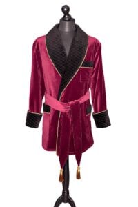 1burgundy velvet smoking jacket robe, Dressing Gowns and Pajamas by Baturina Homewear
