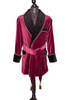 1burgundy velvet smoking jacket robe, Dressing Gowns and Pajamas by Baturina Homewear