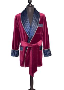 burgundy navy satin smoking jacket velvet, Dressing Gowns and Pajamas by Baturina Homewear