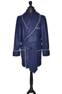 navy wool smoking jacket, Dressing Gowns and Pajamas by Baturina Homewear
