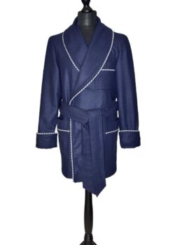 navy wool smoking jacket, Dressing Gowns and Pajamas by Baturina Homewear