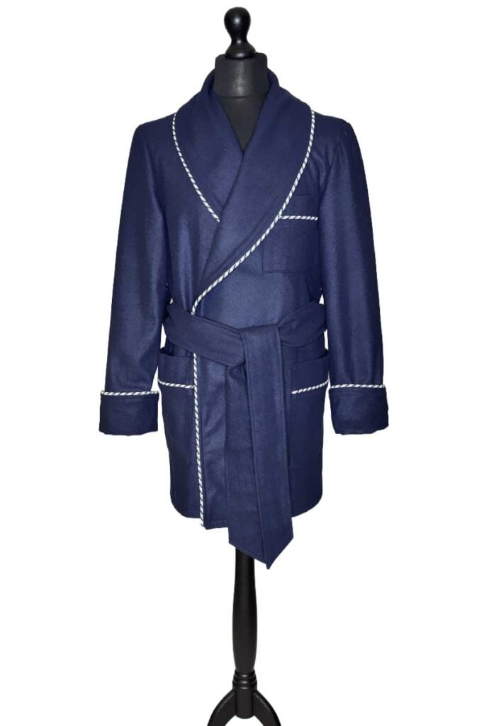 navy wool smoking jacket, Dressing Gowns and Pajamas by Baturina Homewear