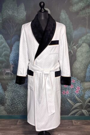 white medallion dressing gown black robe, Dressing Gowns and Pajamas by Baturina Homewear