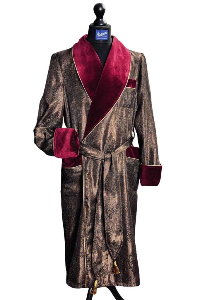 burgundy brown robe dressing gown brocade, Dressing Gowns and Pajamas by Baturina Homewear